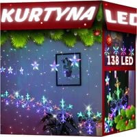 Girlanda kurtyna ŚWIETLNA z gwiazdkami LED LAMPKI płatki śniegu wiszące RGB