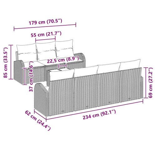 Zestaw Sof na Ogród 8 pcs Brązowy 55 x 55 x 37 cm polirattan na Arena.pl