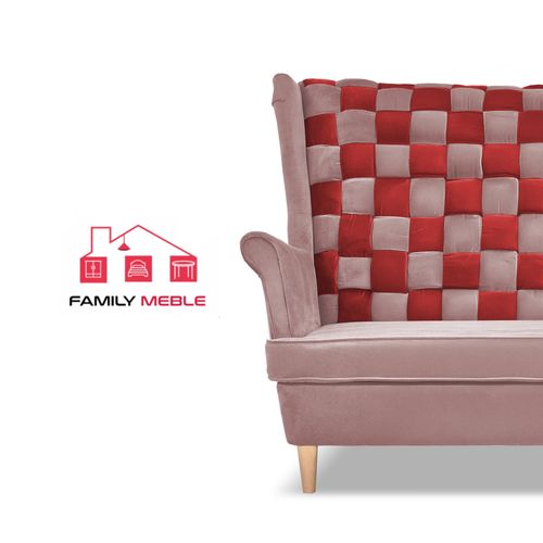 Zestaw uszak CAROL DUO sofa fotele różowo - czerwony na Arena.pl