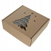 Pudełka ŚWIĄTECZNE na prezenty CHOINKA z okienkiem 300x300x100