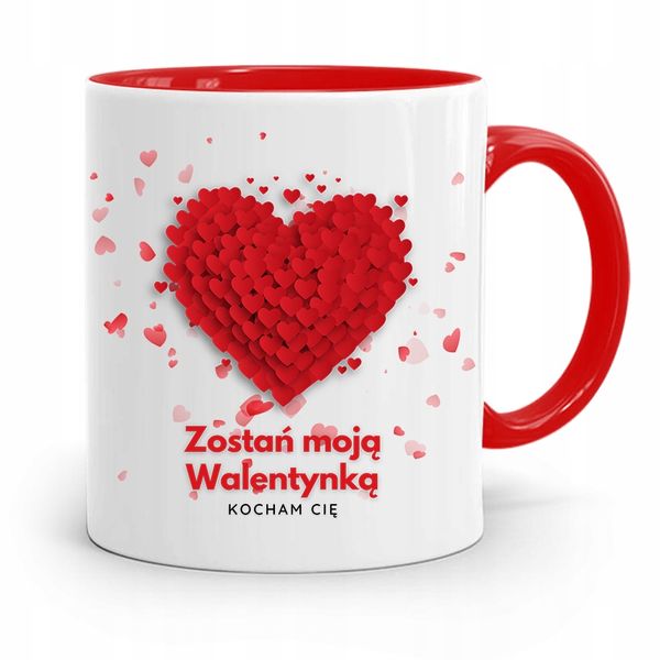 Kubek Czerwony Na Walentynki Kocham Cię Prezent Z Nadrukiem Ze Zdjęciem zdjęcie 1