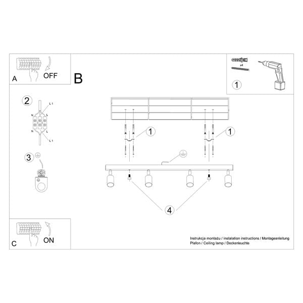 Plafon VERDO 4 czarny zdjęcie 6