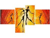 100 55CM OBRAZ 4 ELEM AFRYKAŃSCY TANCERZE PŁÓTNO DRUK
