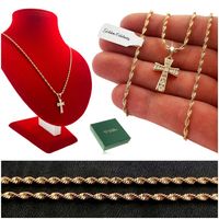 ZŁOTY ŁAŃCUSZEK Z KRZYŻYKIEM ZE STALI CHIRURGICZNEJ BIŻUTERIA DLA KOBIETY