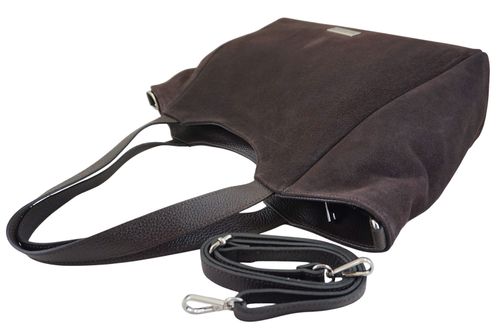 Torebka damska zamszowa typu worek - Brązowa ciemna na Arena.pl