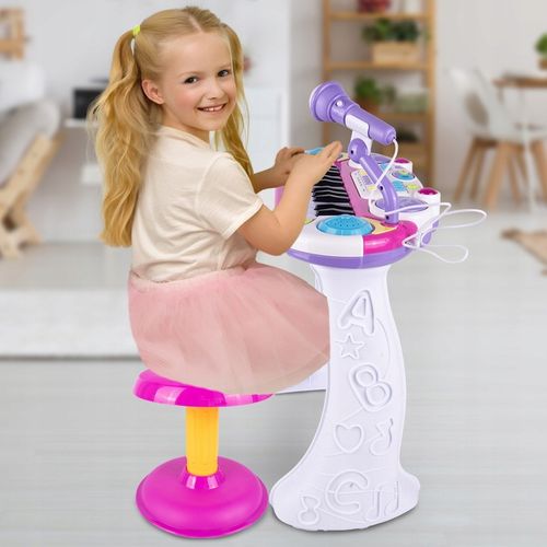 PIANINO ORGANY KEYBOARD DUŻE DLA DZIECI KRZESEŁKO MIKROFON NAGRYWANIE 24 KL na Arena.pl