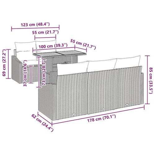 Zestaw Sof na Ogród z przechowywaniem 6 pcs Szary Polirattan na Arena.pl