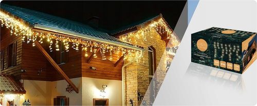 LAMPKI CHOINKOWE ŚWIĄTECZNE SOPLE Z EFEKTEM FLASH ZEWNĘTRZNE 15M 500 LED na Arena.pl