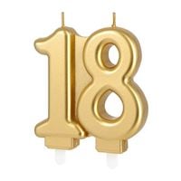 Świeczka na tort liczba 18, złoty