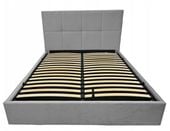 Łóżko tapicerowane 140x200 Quadro pojemnik stelaż wysoki zagłówek szare