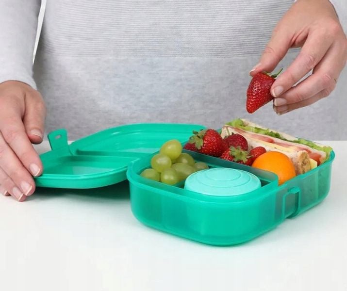 LUNCH BOX ŚNIADANIÓWKA Z PRZEGRÓDKAMI SISTEMA BOX POJEMNIK JEDZENIE 1100ml zdjęcie 3