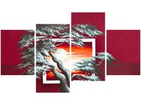 140CM 70 OBRAZ KARMAZYNOWY ZACHÓD SŁOŃCA ŚCIENNY