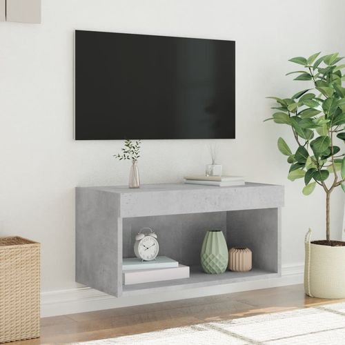 Szafka pod TV, z oświetleniem LED, szarość betonu, 60x30x30 cm na Arena.pl