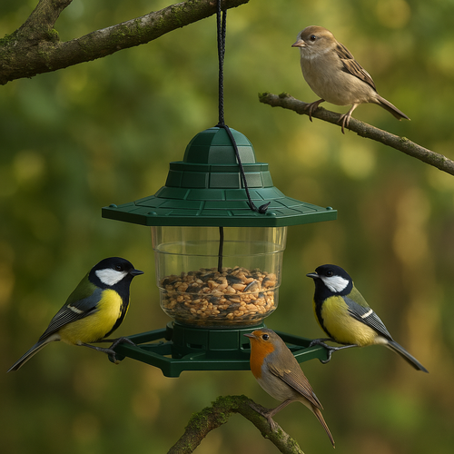 KARMNIK DLA PTAKÓW NA KARMĘ ZIARNA POIDEŁKO NA OKNO Z DASZKIEM na Arena.pl