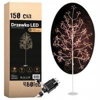 Gęste drzewko dekoracyjne białe ciepłe świecące 480 led xs480 150cm lampki