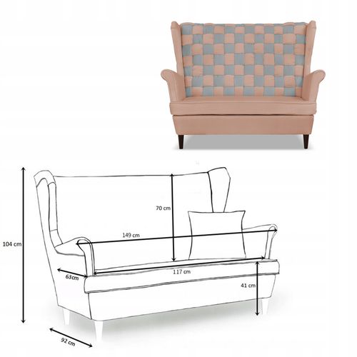 Zestaw uszak CAROL DUO sofa fotele Family Meble różowo - szary na Arena.pl