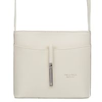 VERA PELLE torebka damska skórzana listonoszka z paskiem V159 kremowa