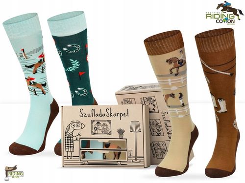 Zestaw kolorowych skarpet w pudełku do jazdy konno na Arena.pl