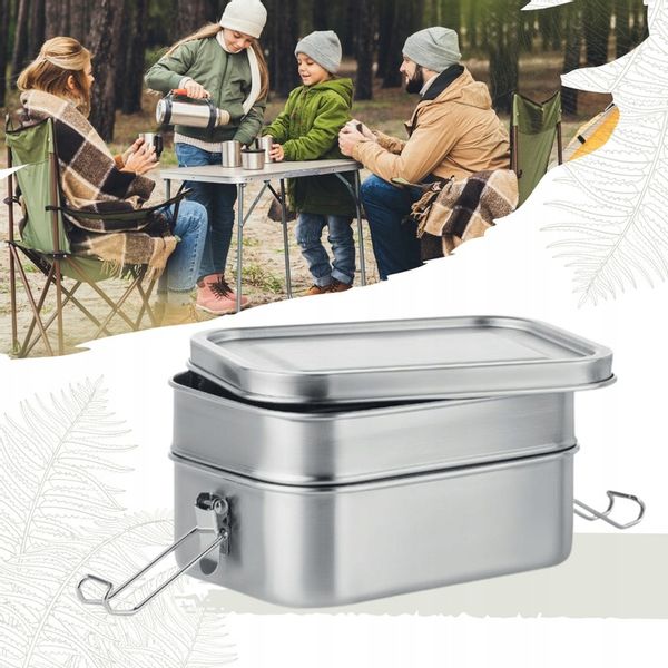LUNCH BOX 1200 ML POJEMNIK obiadowy NA JEDZENIE 2 KOMORY góry PIKNIK zdjęcie 7