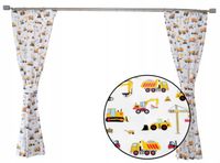 Zasłonki dla chłopca KOPARKI żółte NA BIAŁYM KPL