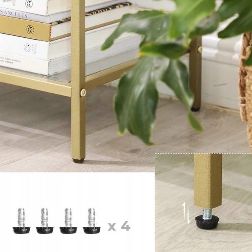 Regał z półkami 4 POZIOMY GLAMOUR 40 x 30 X 95 cm szafka szklana ZŁOTY na Arena.pl