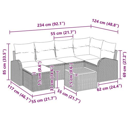 Zestaw Sof na Ogród 7 pcs Czarny Polirattan na Arena.pl