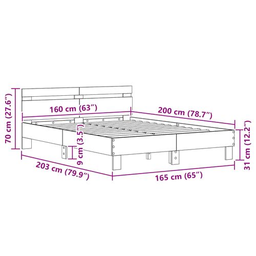 Ramka łóżka Z zagłówkiem Dąb lite na Arena.pl