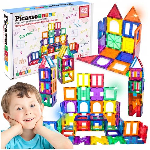 Klocki magnetyczne konstrukcyjne budowlane edukacyjne dla dzieci 42 el na Arena.pl