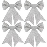 Kokardki na choinkę 4 szt. zawieszki świateczne srebrne
