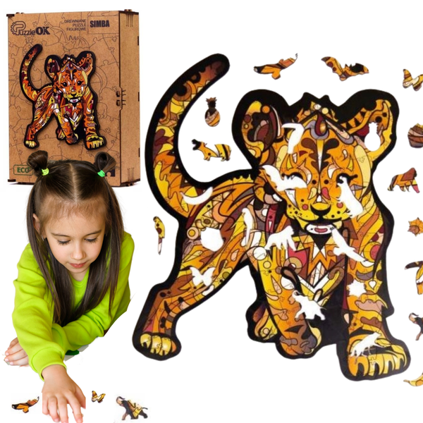 Puzzle Drewniane Układanka Lew Mały Tygrys Simba  Puza4-01752 zdjęcie 1