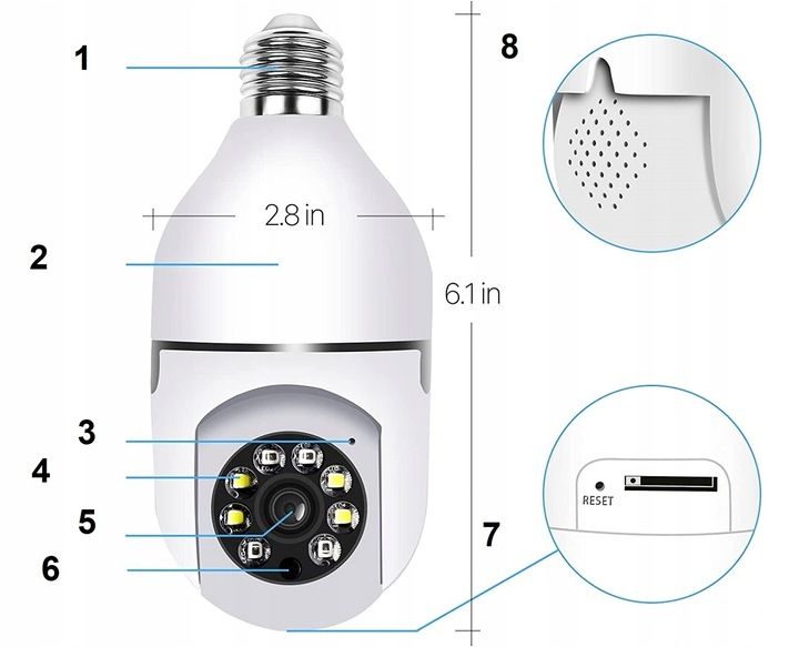 Mini Kamera WiFi w Żarówce Wewnętrzna Android Iphone Obrotowa Żarówka zdjęcie 11
