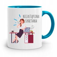 Kubek Błękitny Prezent Dla Sekretarki Sekretarka Z Nadrukiem Ze Zdjęciem