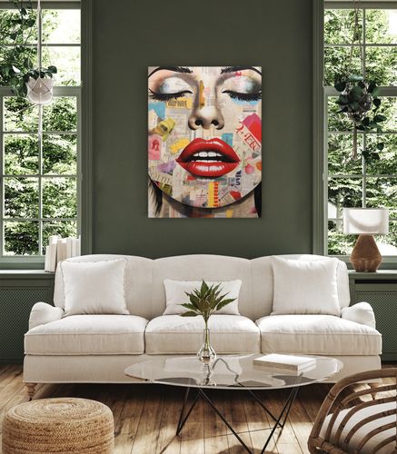 Obraz Do Salonu PORTRET Kobiety Czerwone Usta Abstrakcja 40cm x 60cm na Arena.pl