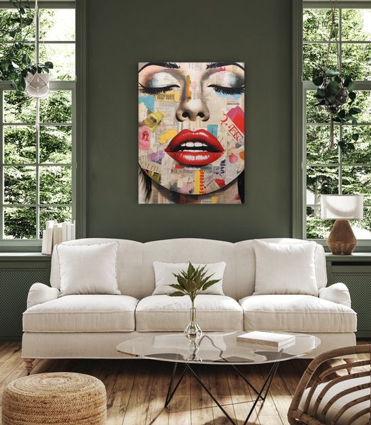Obraz Do Salonu PORTRET Kobiety Czerwone Usta Abstrakcja 40cm x 60cm zdjęcie 4