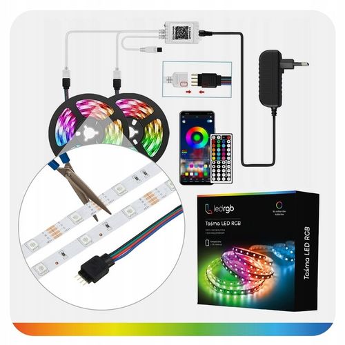 Taśma LED 30M RGB 5050 PILOT APLIKACJA Bluetooth MUZYKA ZESTAW 12V SMD na Arena.pl