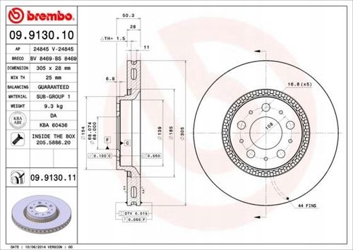 TARCZA HAM PRZOD 305X28 V BREMBO na Arena.pl