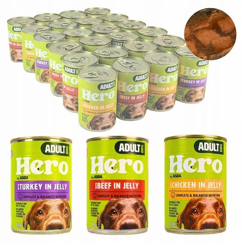 Mokra karma dla psa Hero MIX SMAKÓW kawałki w galaretce 24 x 400g 9,6 kg na Arena.pl