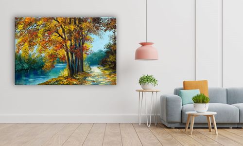 OBRAZ NA PŁÓTNIE 071 Nad rzeką 40x30cm na Arena.pl