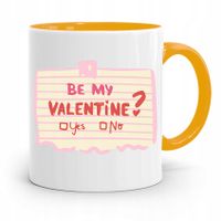 Kubek Żółty Na Walentynki Be My Valentine Prezent Z Nadrukiem Ze Zdjęciem