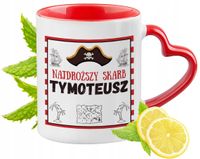 Kubek Czerwony Z Uszkiem W Kształcie Serca Dla Tymoteusza Na Prezent