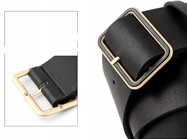 Pas Szeroki Damski Pasek Skórzany Klamra Kwadrat zdjęcie 5