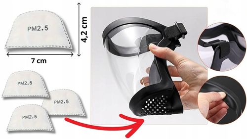 Maska ochronna na twarz przezroczysta z 10szt filtrem PM2.5 na Arena.pl