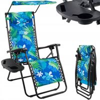 LEŻAK Z DASZKIEM SKŁADANY ZERO GRAVITY PLAŻOWY 2W1 FOTEL OGRODOWY GRATIS