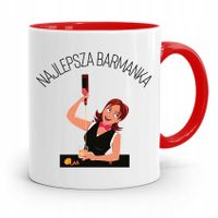 Kubek Czerwony Prezent Dla Najlepszej Barmanki Z Nadrukiem Ze Zdjęciem