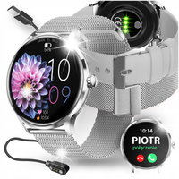SMARTWATCH DAMSKI ZEGAREK MENU PL CIŚNIENIE ROZMOWY POWIADOMIENIA SREBRNY