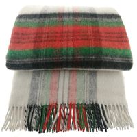 Koc wełniany z frędzlami 100% WEŁNA szkocka krata