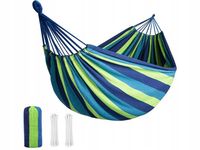 Hamak 300x160cm zielony niebieski dwuosobowy odpoczynek w naturze praktyczn
