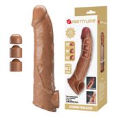 Pretty Love Extension Penis Sleeve With Modular Length Blocks – Dark Brown