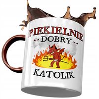 Kubek Bordowy Dla Katolika Piekielnie Dobry Z Nadrukiem Ze Zdjęciem