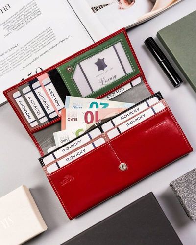 elegancki, podłużny portfel damski z klapą na zatrzask - cavaldi na Arena.pl